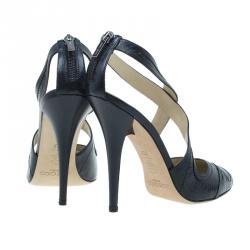 Pre Owned Jimmy Choo Black Leather Criss Cross Sandals Size 39.5 