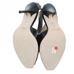 Pre Owned Jimmy Choo Black Leather Criss Cross Sandals Size 39.5 