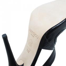 Pre Owned Jimmy Choo Black Leather Criss Cross Sandals Size 39.5 