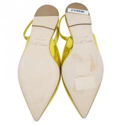 مملوكة مسبقًا حذاء باليرينا فلات جيمي تشو غينوا بفتحة كعب أصفر ذهبي مقاس 37