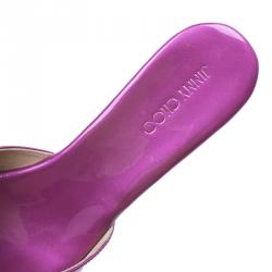 Pre Owned صندل سلايد جيمي تشو جلد أرجواني ميتاليك نعل فنيل مقاس 39