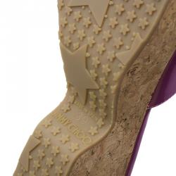 Pre Owned صندل سلايد جيمي تشو جلد أرجواني ميتاليك نعل فنيل مقاس 39