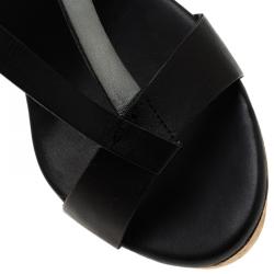 مملوكة مسبقًا صندل جيمي تشو ناتيف جلد أسود نعل فينيل روكي مقاس 37.5