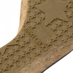 مملوكة مسبقًا صندل جيمي تشو ناتيف جلد أسود نعل فينيل روكي مقاس 37.5