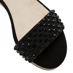 مملوكة مسبقًا Jimmy Choo Black Suede Neat Ankle Strap Sandals Size 41