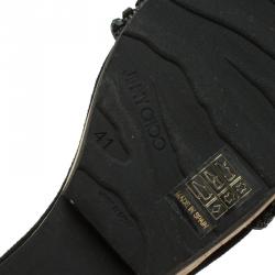 مملوكة مسبقًا Jimmy Choo Black Suede Neat Ankle Strap Sandals Size 41