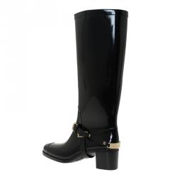 مملوكة مسبقًا Jimmy Choo Black Rubber Chester Rain Boot Size 36