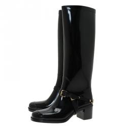 مملوكة مسبقًا Jimmy Choo Black Rubber Chester Rain Boot Size 36