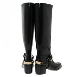 مملوكة مسبقًا Jimmy Choo Black Rubber Chester Rain Boot Size 36