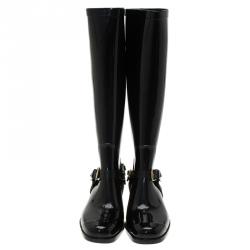 مملوكة مسبقًا Jimmy Choo Black Rubber Chester Rain Boot Size 36