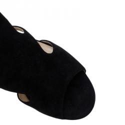 Pre Owned Jimmy Choo Black Suede and Gold Leather Toysen D'Orsay Pumps Size 41