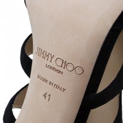 Pre Owned Jimmy Choo Black Suede and Gold Leather Toysen D'Orsay Pumps Size 41