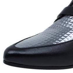 Pre Owned Jimmy Choo Black and Silver Leather Marlin Ankle Boots Size 41 