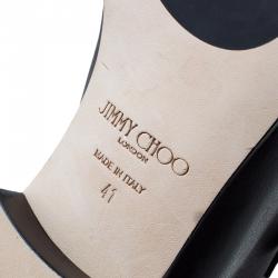 Pre Owned Jimmy Choo Black and Silver Leather Marlin Ankle Boots Size 41 