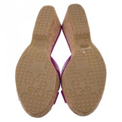 Pre Owned Jimmy Choo Purple Metallic Leather Panna Cork Mules Size 38.5