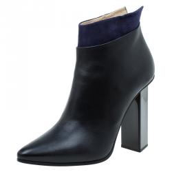 Pre Owned Jimmy Choo Black Leather and Blue Suede Legion Ankle Boots Size 41