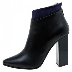 Pre Owned Jimmy Choo Black Leather and Blue Suede Legion Ankle Boots Size 41