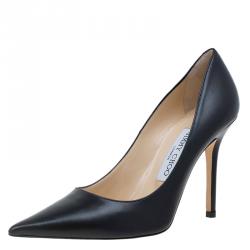 Jimmy Choo Black Leather Abel Pointed Toe Pumps Size 36