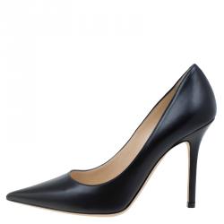 Jimmy Choo Black Leather Abel Pointed Toe Pumps Size 36