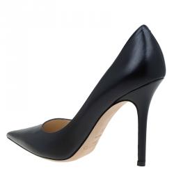 Jimmy Choo Black Leather Abel Pointed Toe Pumps Size 36