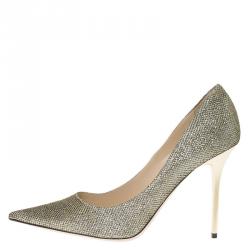 Pre Owned Jimmy Choo Gold Lamé Abel Pointed Toe Pumps Size 39