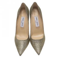 Pre Owned Jimmy Choo Gold Lamé Abel Pointed Toe Pumps Size 39
