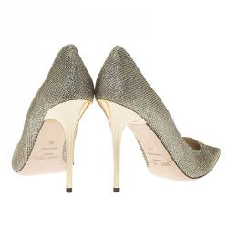 Pre Owned Jimmy Choo Gold Lamé Abel Pointed Toe Pumps Size 39