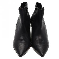 Pre Owned جذاء بوت كاحل جيمي تشو لووري جلد بنقوش جلد ثعبان أسود مقاس 38.5