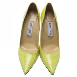 مملوكة مسبقًا Jimmy Choo Neon Yellow Python Anouk Pumps Size 39