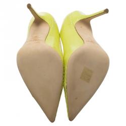 مملوكة مسبقًا Jimmy Choo Neon Yellow Python Anouk Pumps Size 39
