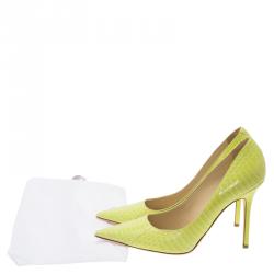 مملوكة مسبقًا Jimmy Choo Neon Yellow Python Anouk Pumps Size 39