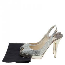 Pre Owned Jimmy Choo Gold Glitter Clue Platform Slingback Sandals Size 41