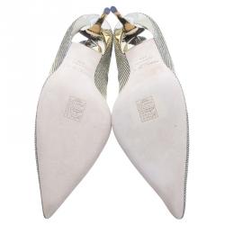 مملوكة مسبقًا حذاء كعب عالي جيمي تشو آبيل لاميه ذهبي مقدمة مدببة مقاس 41.5