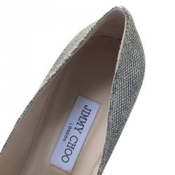 مملوكة مسبقًا حذاء كعب عالي جيمي تشو آبيل لاميه ذهبي مقدمة مدببة مقاس 41.5