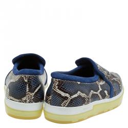 Pre Owned Jimmy Choo Blue Snakeskin Embossed Brooklyn Slip On Sneakers Size 41