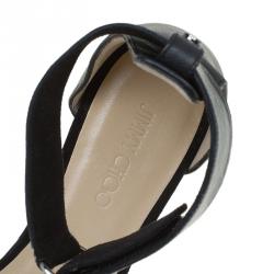 Pre Owned صندل بحزام للكاحل جيمي تشو نيستون جلد أسود مزخرف مقاس 42