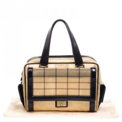 Pre Owned Jimmy Choo Light Brown/Black Mesh and Leather Trim Catherine Bag