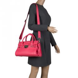 Jimmy Choo Pink Leather Small Rosalie Top Handle Bag
