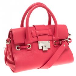 Jimmy Choo Pink Leather Small Rosalie Top Handle Bag