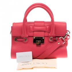 Jimmy Choo Pink Leather Small Rosalie Top Handle Bag