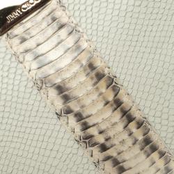 مملوكة مسبقًا Jimmy Choo Off White Python Embossed Leather and Python Trim Zulu Clutch