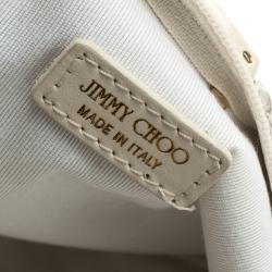 مملوكة مسبقًا Jimmy Choo Off White Python Embossed Leather and Python Trim Zulu Clutch