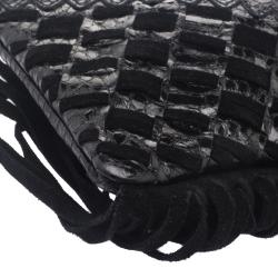 مملوكة مسبقًا Jimmy Choo Black Python Fringe Tita Convertible Clutch