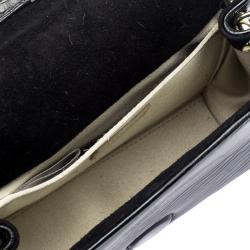 Pre Owned Jimmy Choo Black Patent Crinkled Leather Python Trim Cube Stud Shoulder Bag