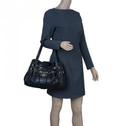 Pre Owned Jimmy Choo Black Leather Python Trim Riki Stamped Shoulder Bag