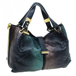 Pre Owned Jimmy Choo Two Shaded Python Ayse Shoulder Bag