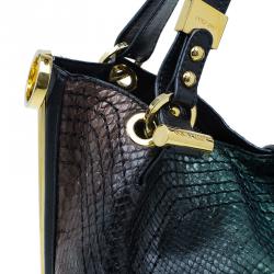 Pre Owned Jimmy Choo Two Shaded Python Ayse Shoulder Bag