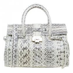 Pre Owned Jimmy Choo Cream Python Rosalie Convertible Satchel
