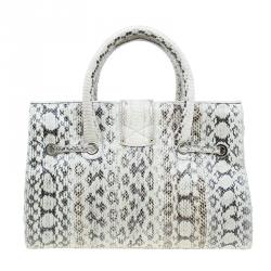 Pre Owned Jimmy Choo Cream Python Rosalie Convertible Satchel