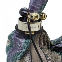 Pre Owned Jimmy Choo Tri Color Snakeskin Saba Hobo Bag